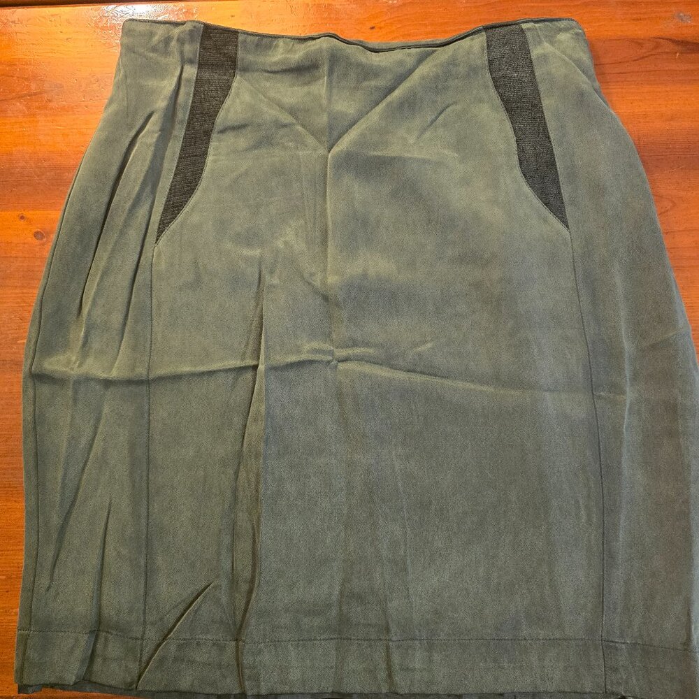 Dorothy Schoelen Platinum Skirt Heather Green Lined Italian Rayon size 121990s